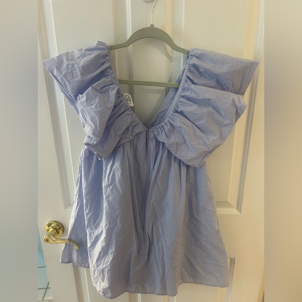 Blue Ruffled Smocked Mini Dress - Picture 3 of 4